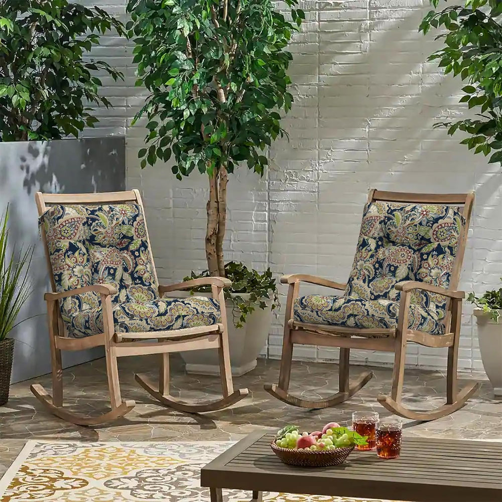 Outdoor Back Chair Cushions, Tufted Back Patio Furniture Cushions Set of 2, W...