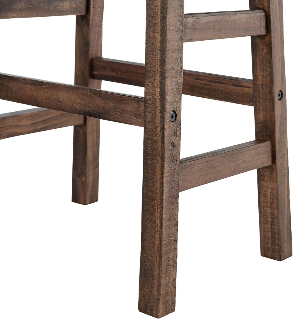 Alaterre Pomona Solid Wood Dining Bar Stool, Rustic Brown, 26 Inch