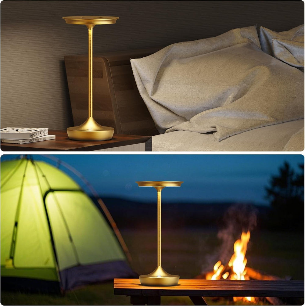 LED Rechargeable Cordless Outdoor 6000mAh Battery Table Lamp 2-Pack Gold