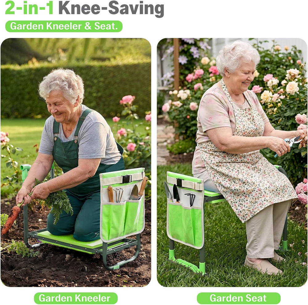 Garden Kneeler and Seat Heavy Duty, Foldable Gardening Stool Bench