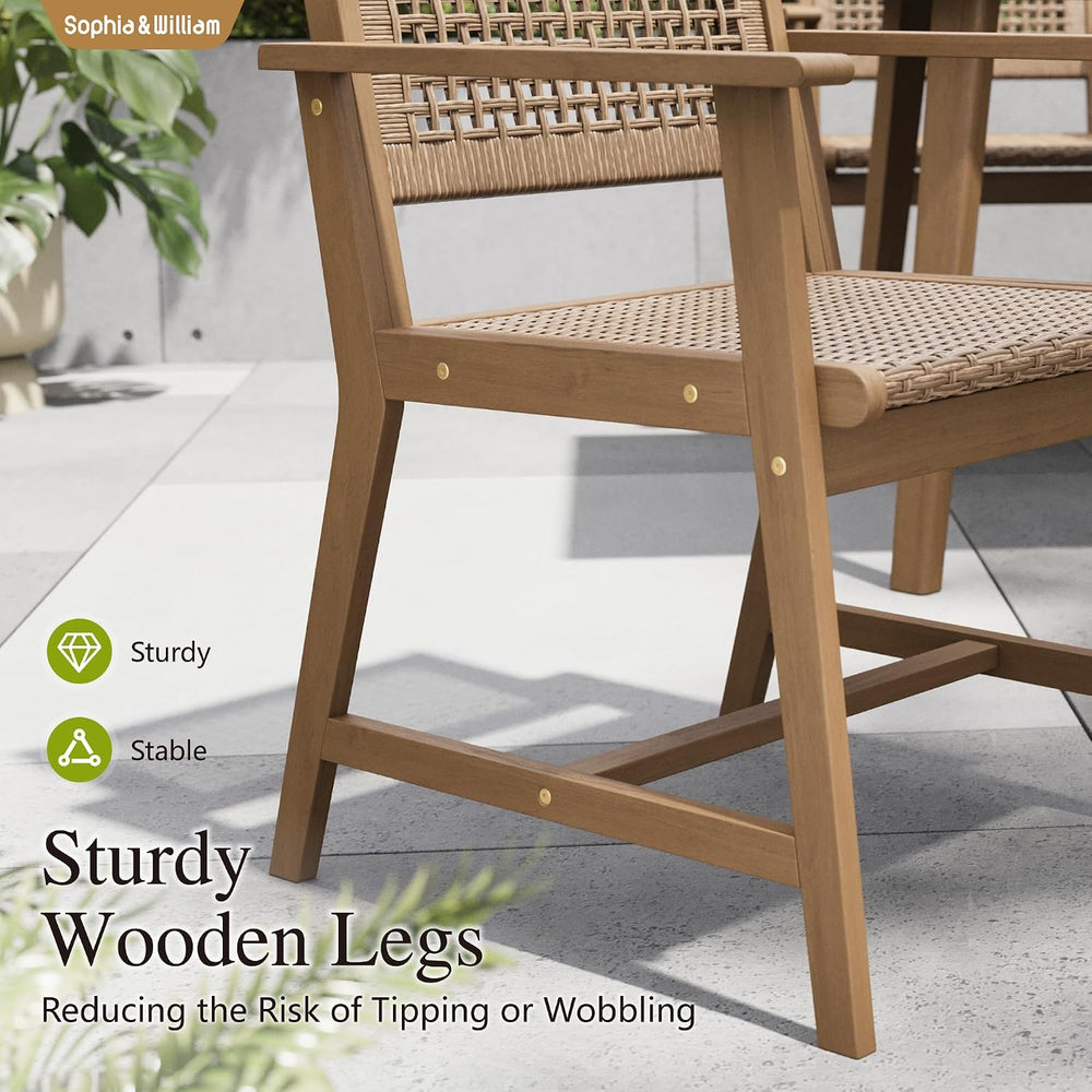 Sophia & William Patio Dining Set, Rattan, Wood, Light Brown