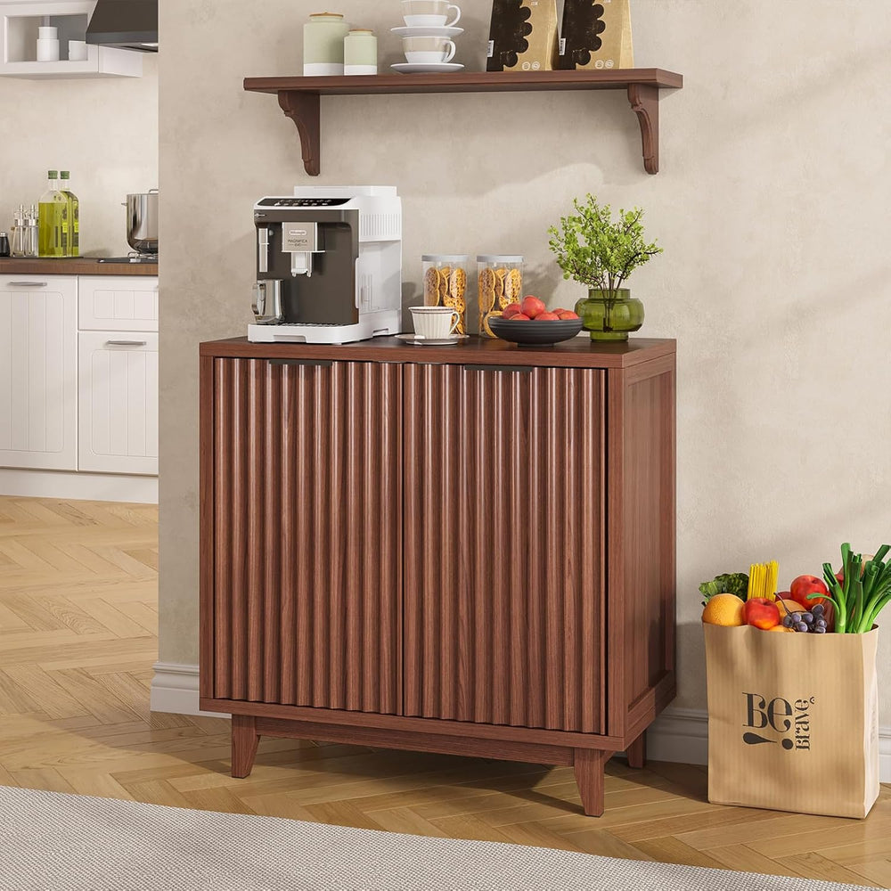 Befrases Buffet Cabinet with Storage Fluted Sideboard Accent Modern Credenza ...