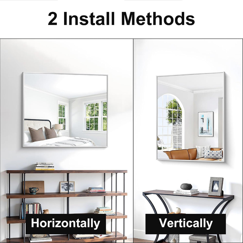 BONEWEI Silver Bathroom Mirror,30x36 inch Wall Mirror for Bathroom Wall Mount...