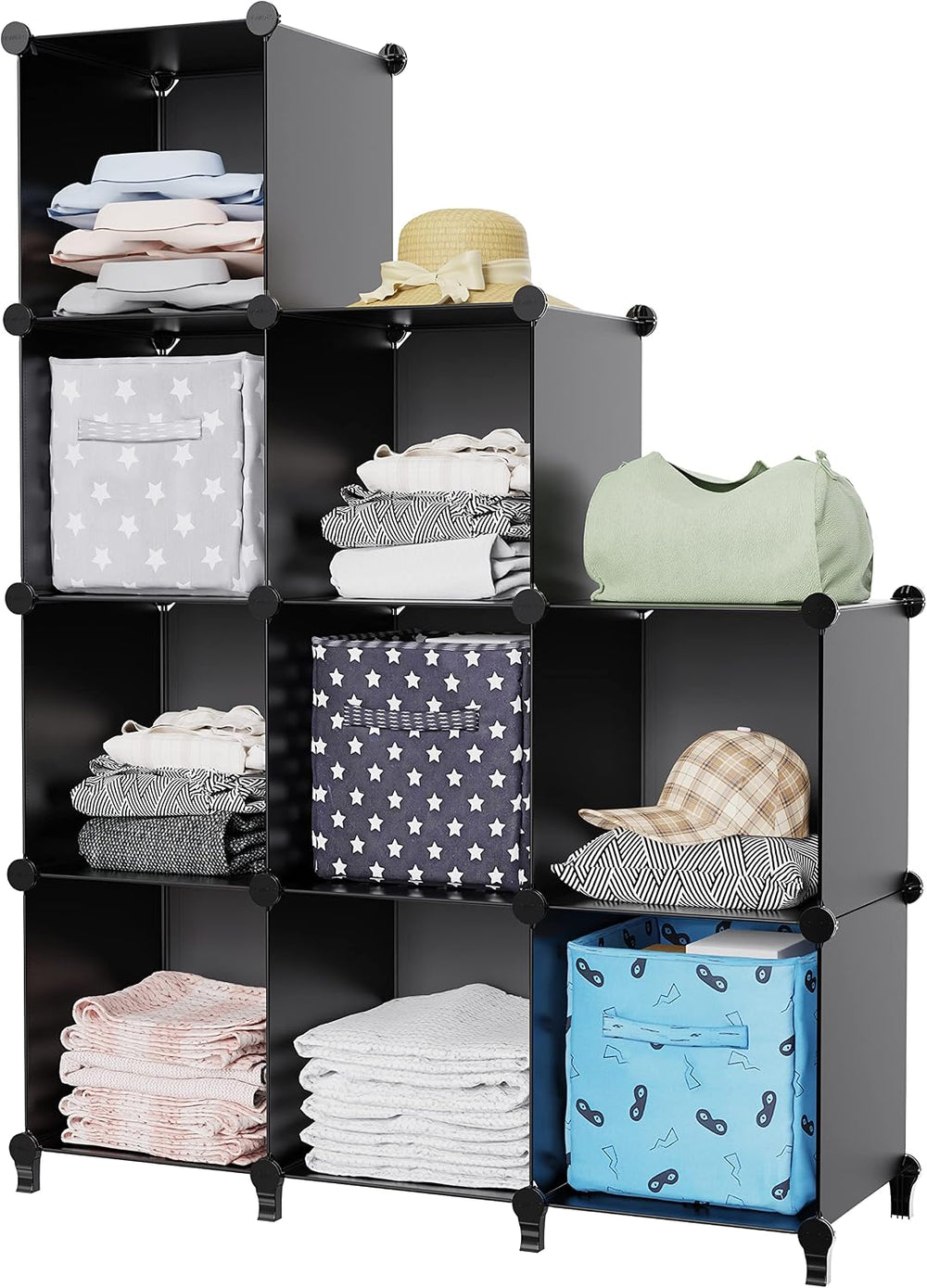 HOMIDEC Closet Organizers and Storage, 9 Cube Storage Organizer, Black