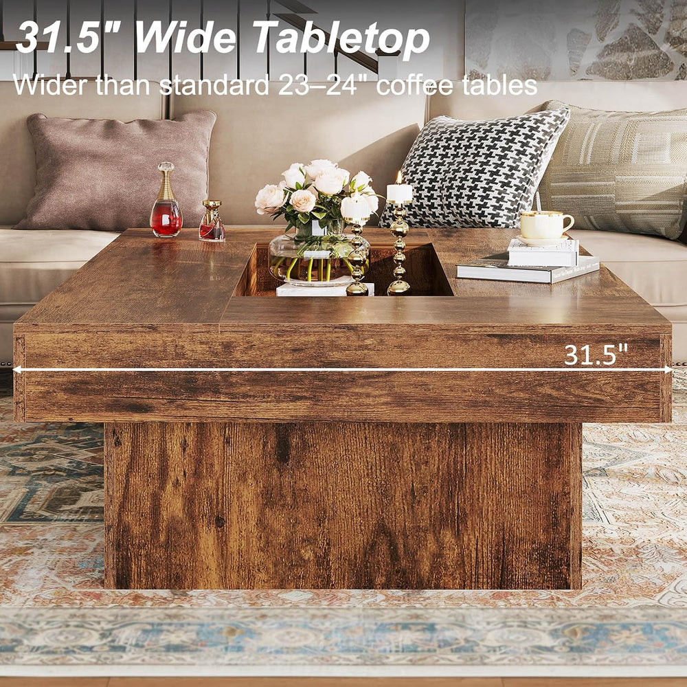 LVB 47"X31" Large Rectangle Wood Coffee Table for Living Room Rusti...