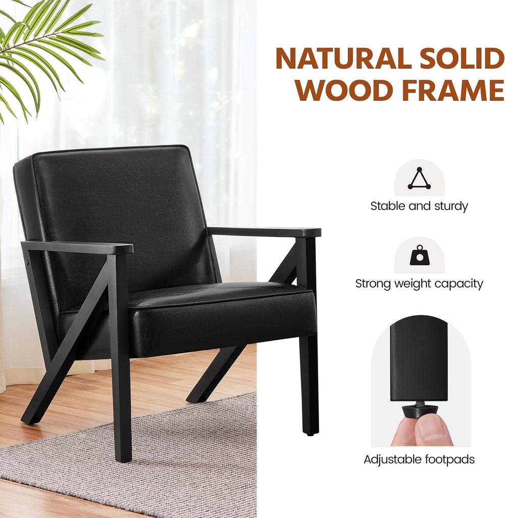 Yaheetech Mid-Century Modern Accent Chair, Lounge Chair, Black