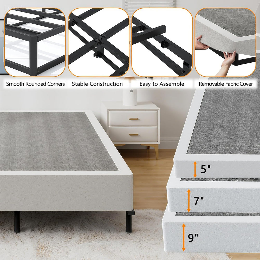 Snaye Queen Size Box Spring Bed Base 9 Inch, 3000lbs Heavy Duty Box Spring Qu...