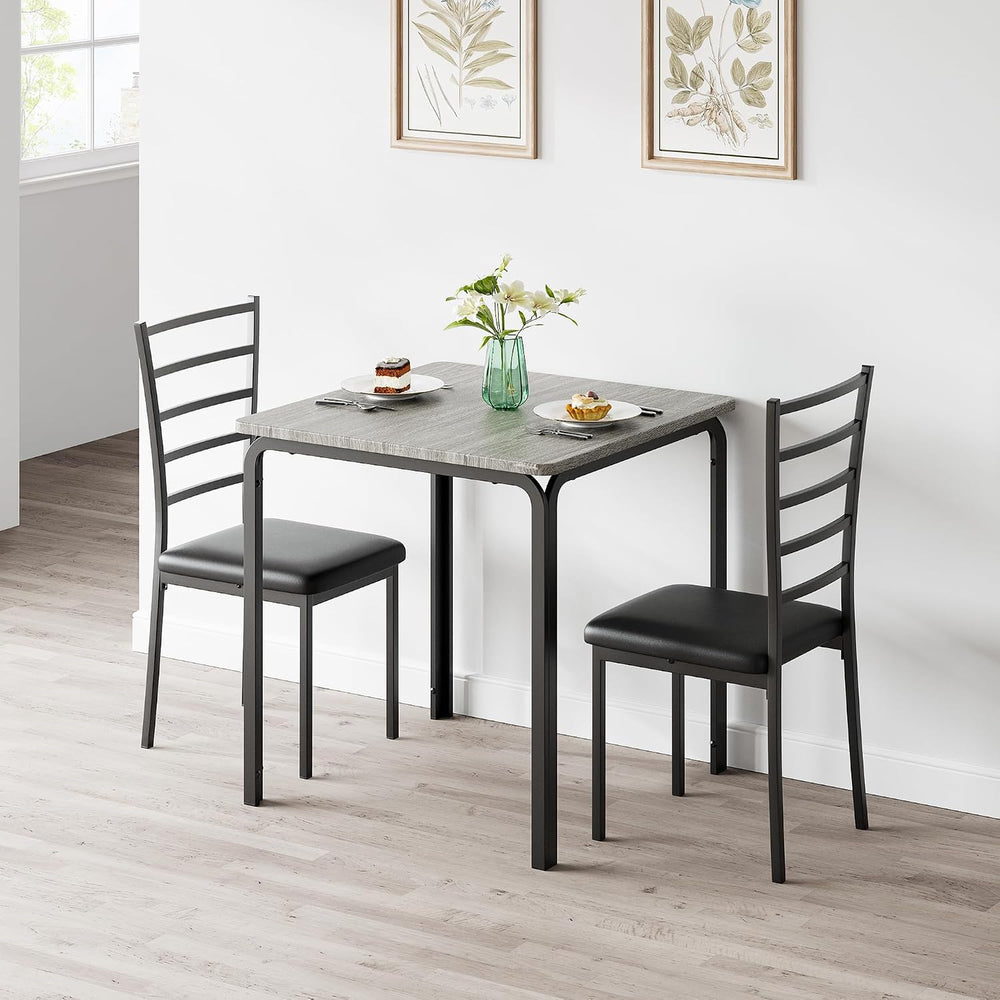 IDEALHOUSE 3-Piece Space Saving Dining Table and Chair Set, Grey