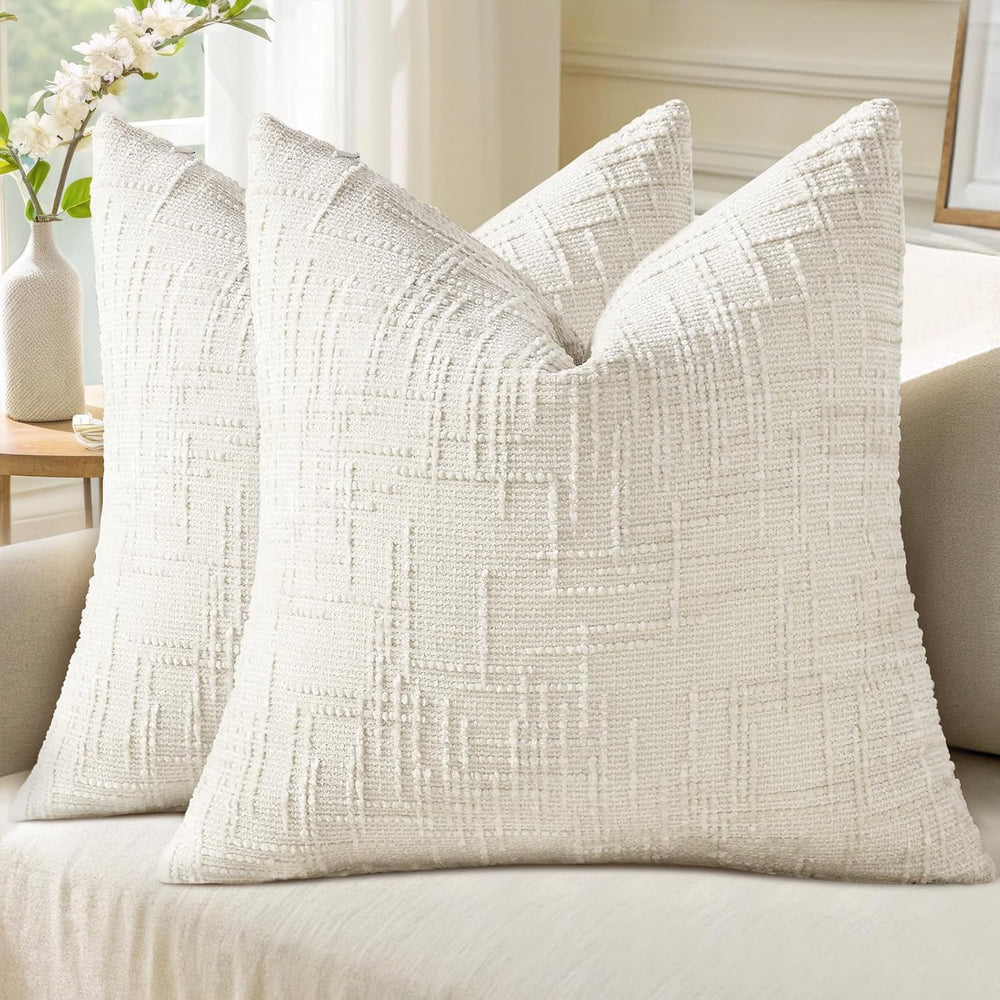 decorUhome Christmas Textured Chenille Throw Pillow Covers 26x26 Set of 2