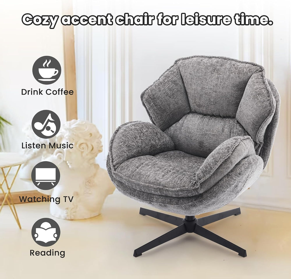 IWMH Swivel Accent Chair for Living Room,Comfy Lounge Chair with Metal Legs