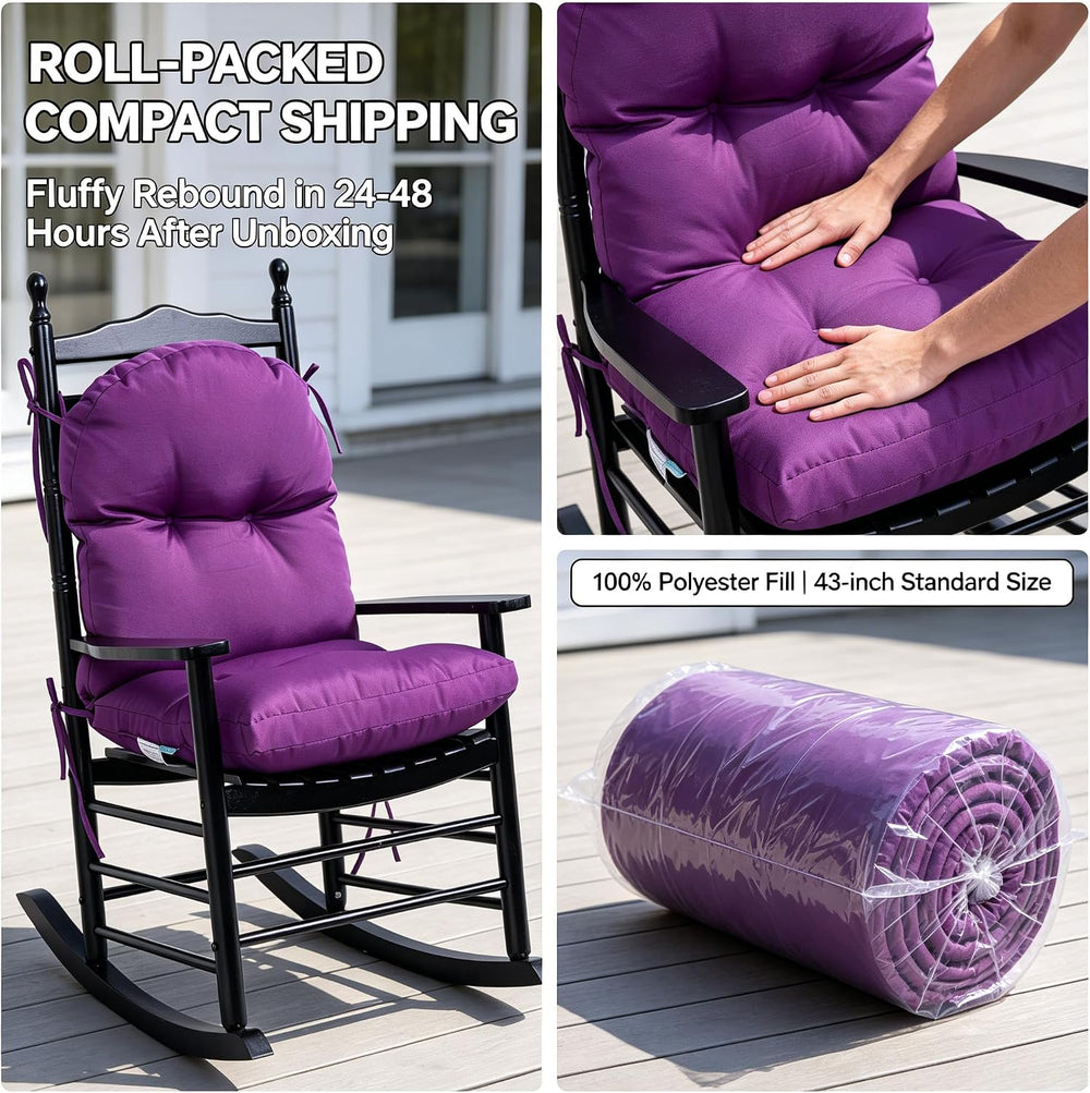 QILLOWAY Tufted Outdoor Chair Cushion Set of 4, Waterproof 43x20x4 Inch Non S...