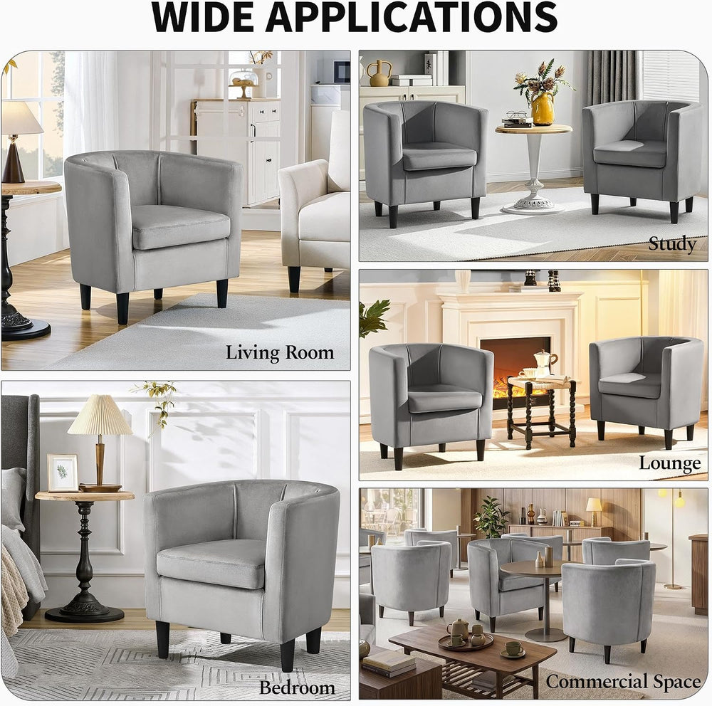 Yaheetech Barrel Accent Chairs Set of 2, Modern Armchairs, Gray