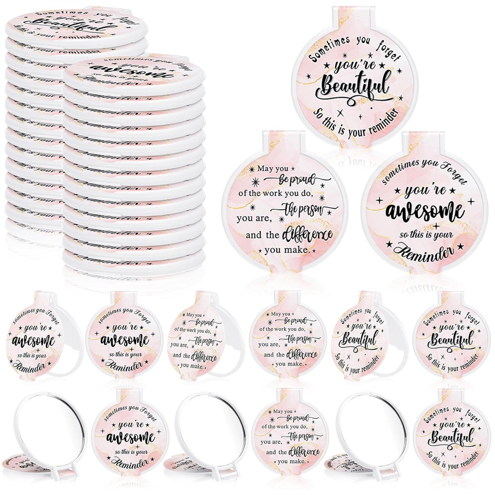 Wenqik 100 Pcs Compact Mirror Bulk Small Gifts for Women, Light Pink