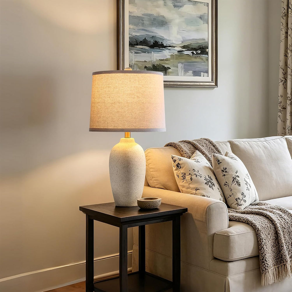 AIEAMPDO 25” Modern Traditional Ceramic Table Lamp with Gray Spots