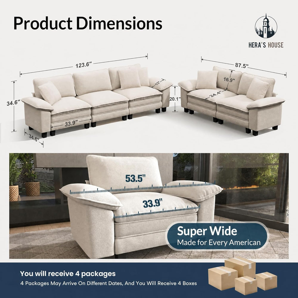 HERA'S HOUSE 2 Pieces Modular Loveseat Couch & 3-Seat Sectional Sofa Set