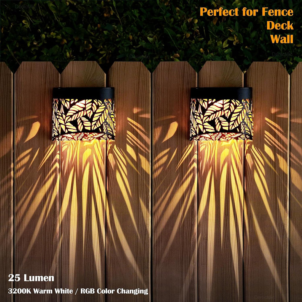 DenicMic Solar Wall Lights Outdoor 4 Pack Fence Solar Lights Led
