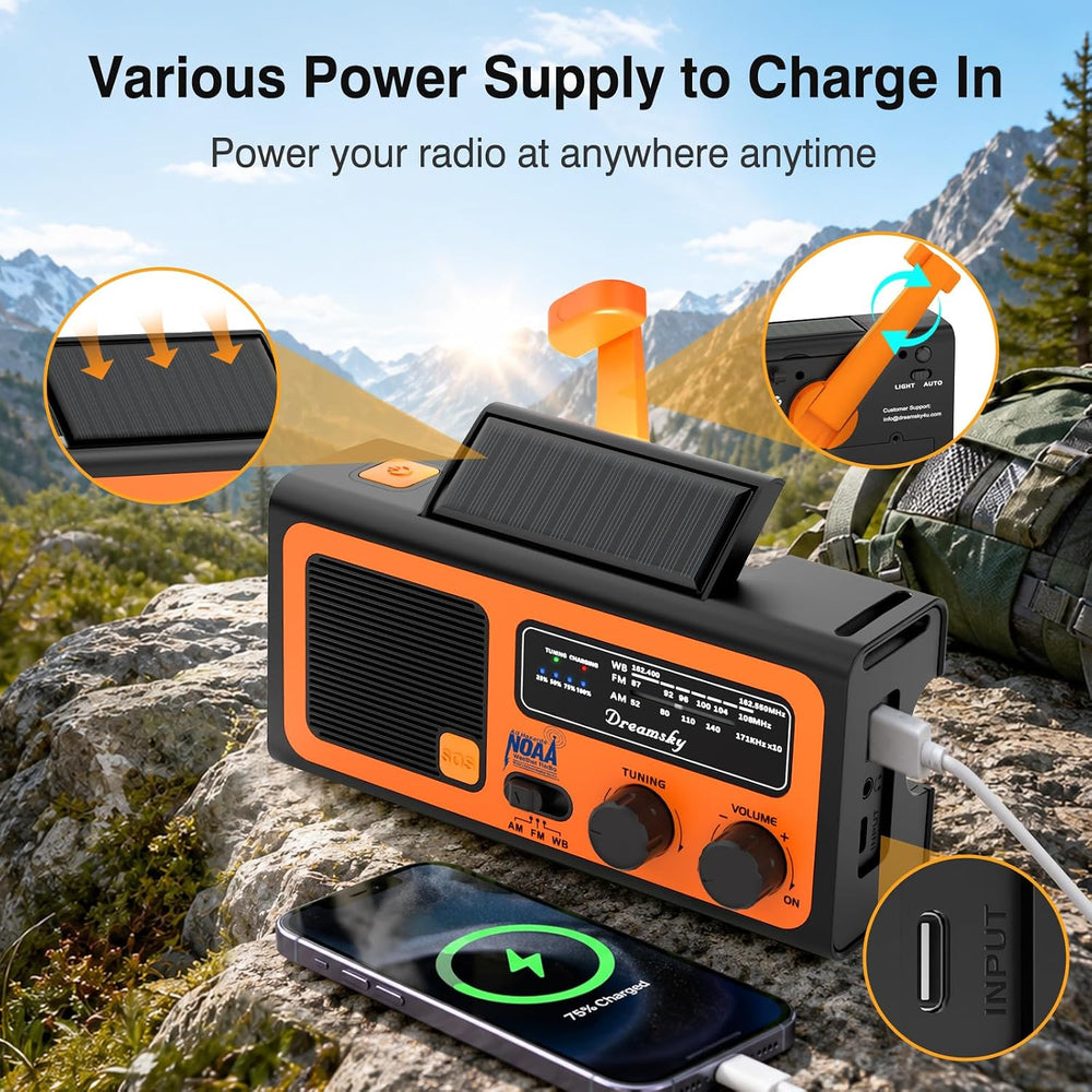 Dreamsky NOAA Emergency Radio Weather Alert with Hand Crank Solar