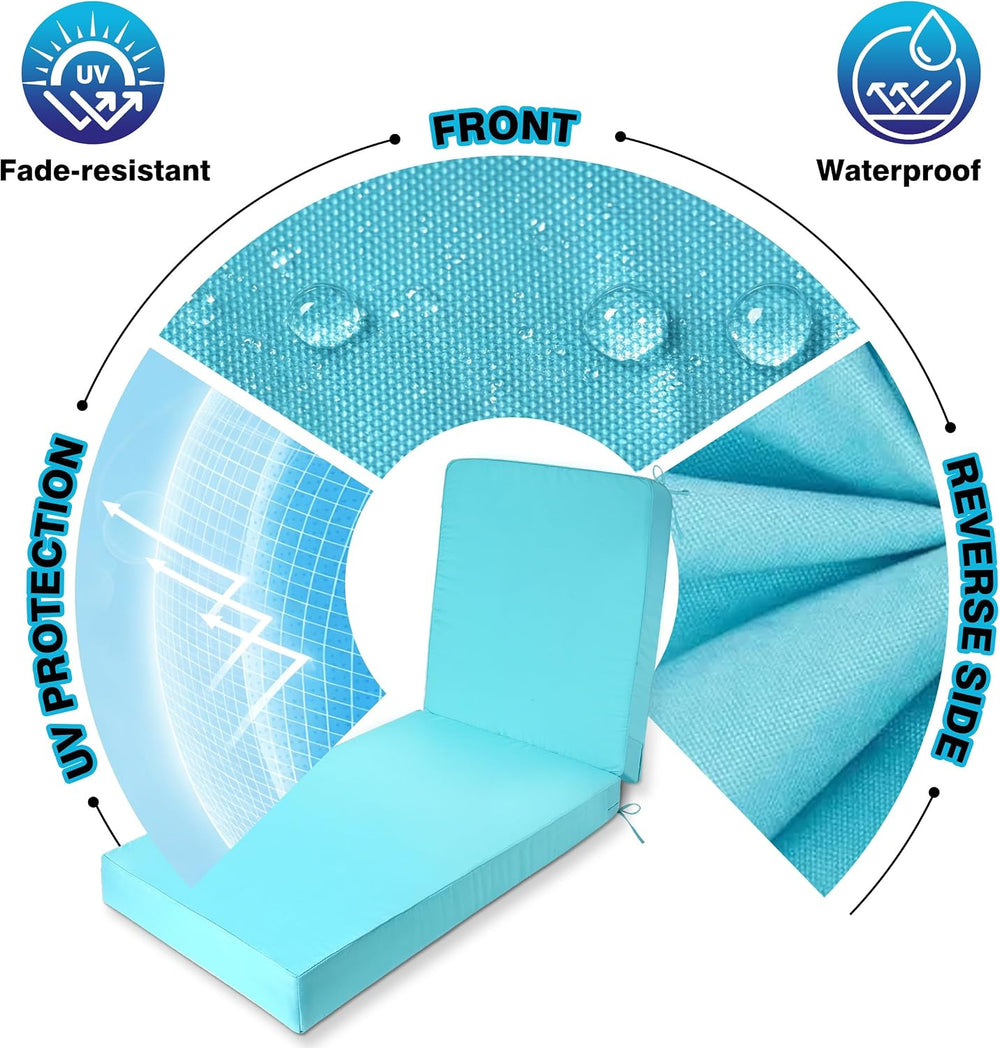 Chaise Lounge Cushions Outdoor 72x21x3.5 Inch, Waterproof and Fade Resistant ...