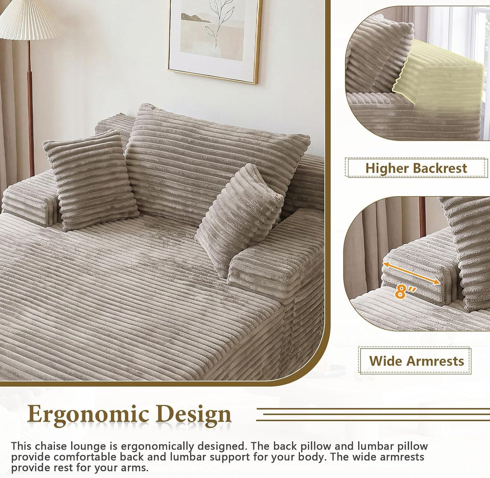 65" Oversized Boneless Chaise Lounge Chair, Cloud Reading Chair