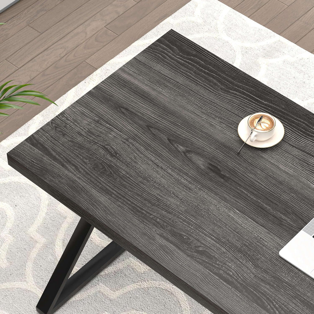FOLUBAN Modern Home Office Desk, Rustic Wood and Metal Computer Desk, Writing...