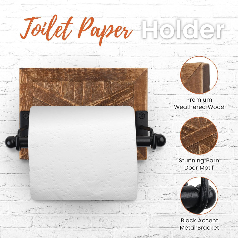 Autumn Alley Rustic Farmhouse Toilet Paper Holder and Towel Ring, Wall Mount,...