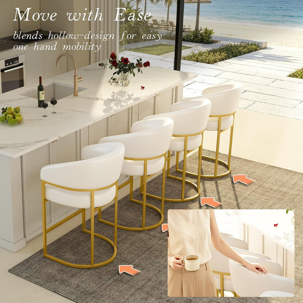 Modern Counter Height Bar Stools,Bar Stools Set of 2,PU Leather Upholstered B...