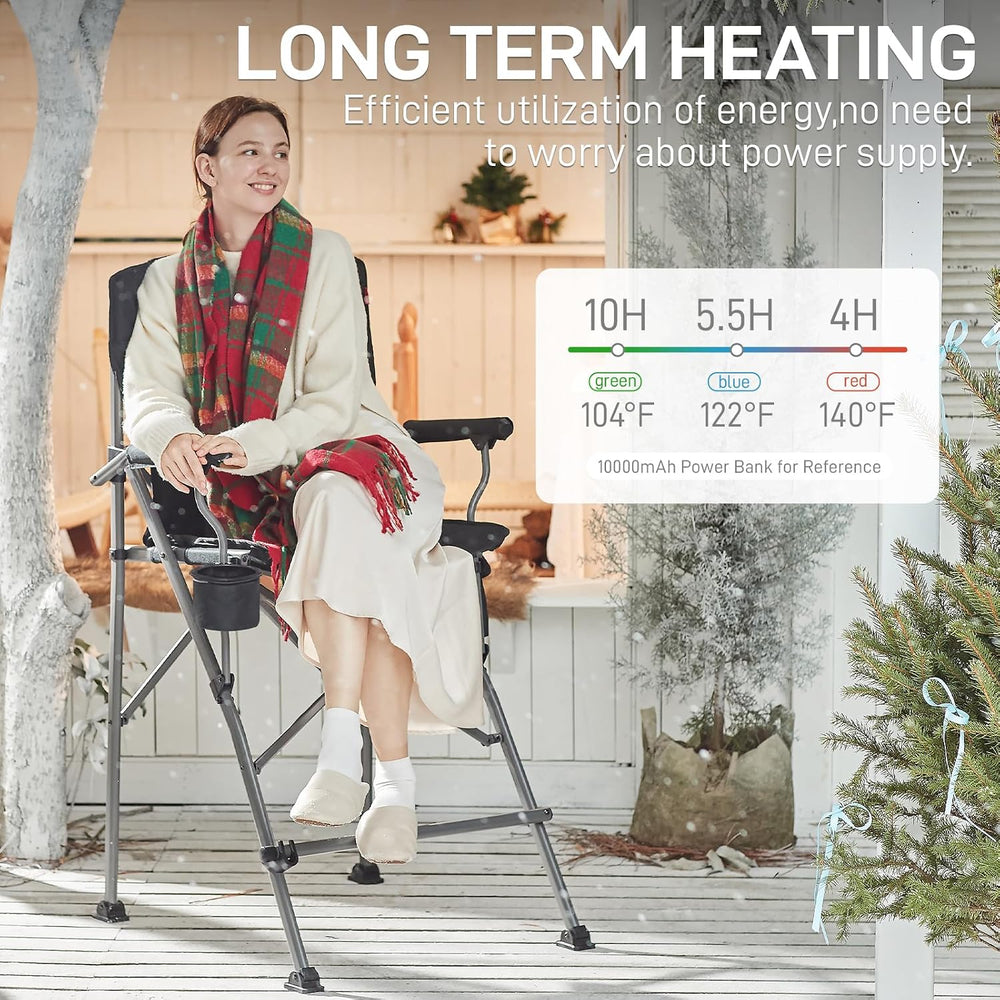 EVER ADVANCED Heated Tall Director Chair 31" Foldable with Carry Bag Black