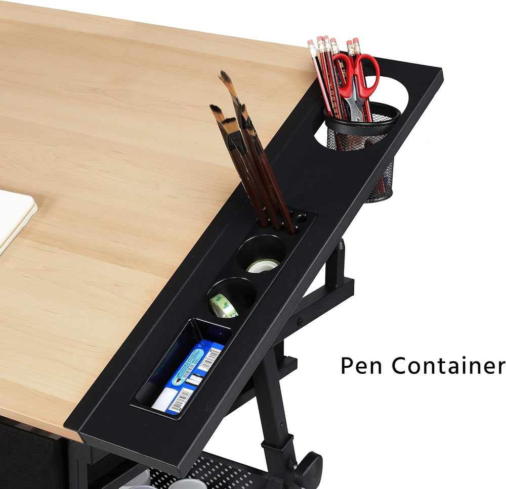 Topeakmart Height Adjustable Wood Drafting Table Drawing Art Desk Tiltable