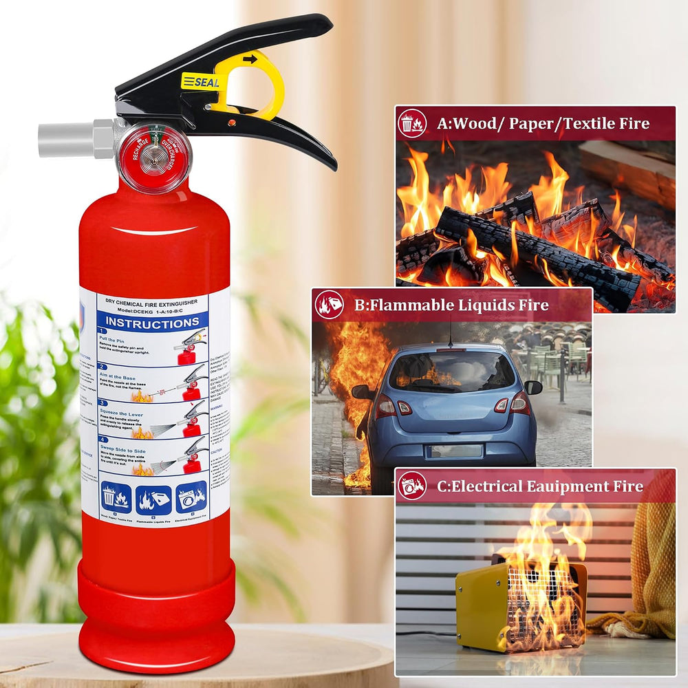 ABC Dry Chemical Fire Extinguisher, 2.5 lb 1A:10B:C Rated - Quick-Release Han...