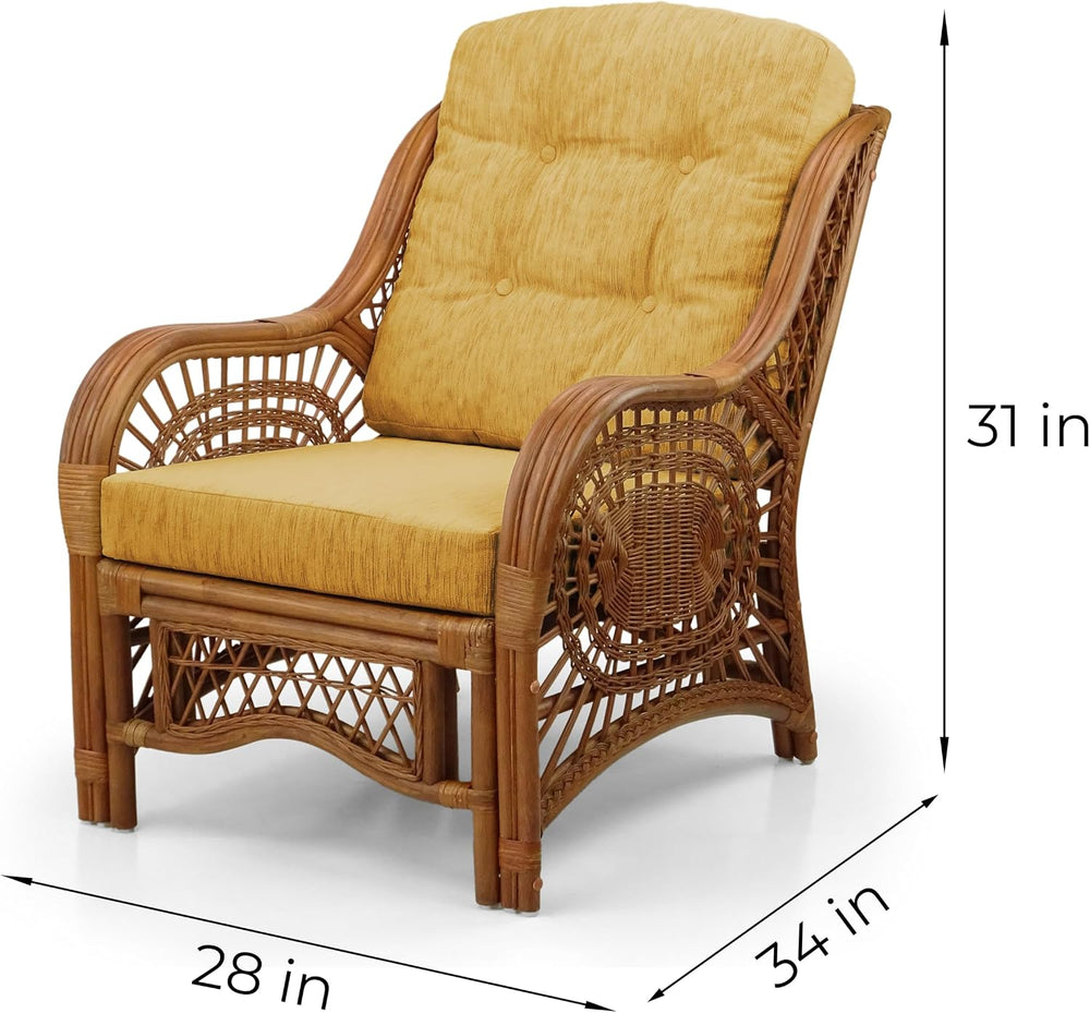 Malibu Living Set of 2 Chairs Natural Rattan Wicker Handmade with Light Brown...
