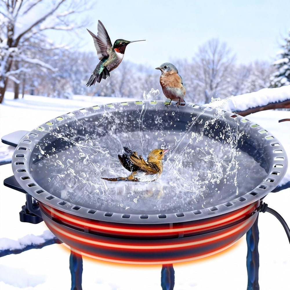 75W Heated Bird Baths for Outdoors for Winter with Thermostat Control