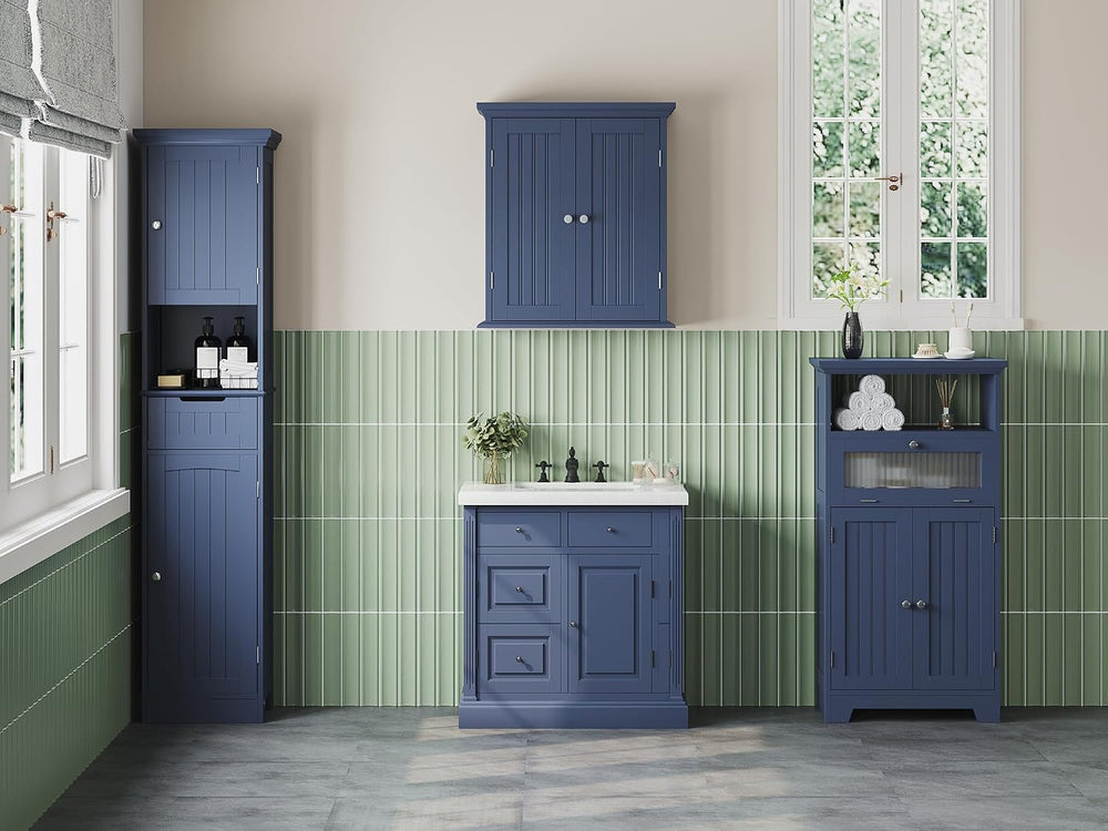 ChooChoo Bathroom Cabinet with Flip Glass Drawer,Freestanding