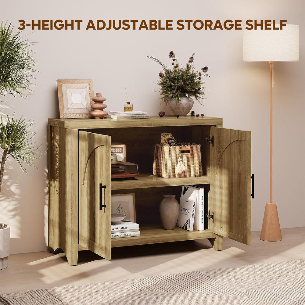 Bestier 73" Fluted Sideboard Buffet Cabinet with Storage, Natural Oak