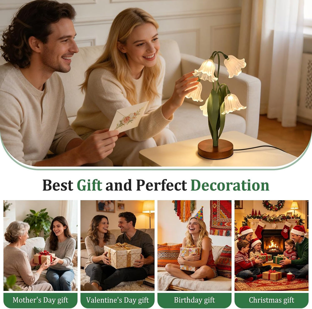 Flower Table Lamp for Bedroom, LED Cute Reading Light
