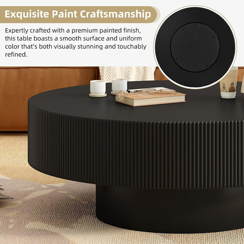 Merax Modern 35.4 Inch Round Large Coffee Table with Sturdy Base, Wood Circle...
