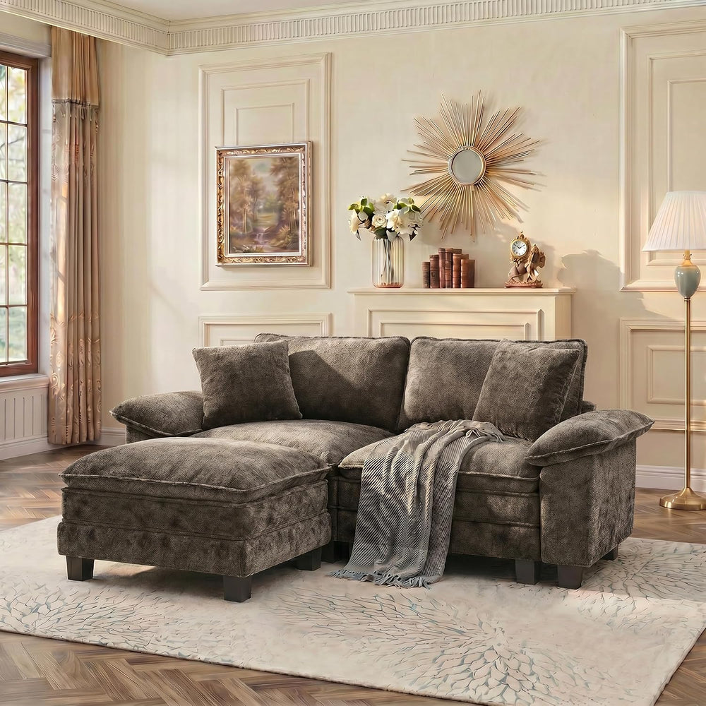 PHI VILLA 87.5" Oversized Sectional Loveseat Sofa with 1 Movable Ottoman