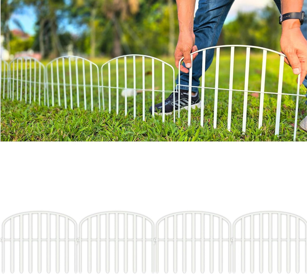 ShopLaLa Decorative Fence (10 Panels) 13in(L) x 16.5in(H) Rustproof White Met...