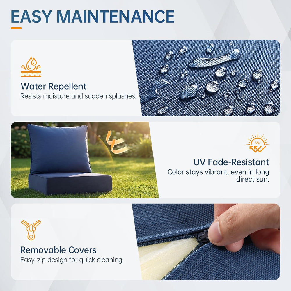 Outdoor Chair Cushions, 6 inch Thick Seat Cushion for Outdoor Furniture, Wate...