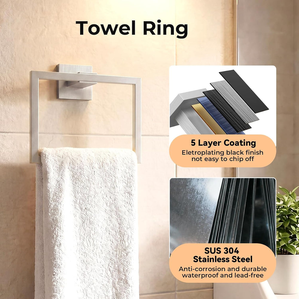 5-Piece Bathroom Hardware Set, 23.6 Inch Towel Bar Set SUS304 Stainless Steel...