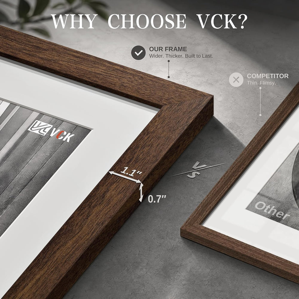 VCK 16x24 Frame, Brown Wood with 12x18 Mat, 2 Pack, Wall Hanging