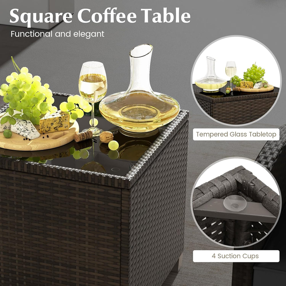 Tangkula 5 Pieces Patio Conversation Set, PE Wicker Rattan Outdoor Furniture ...