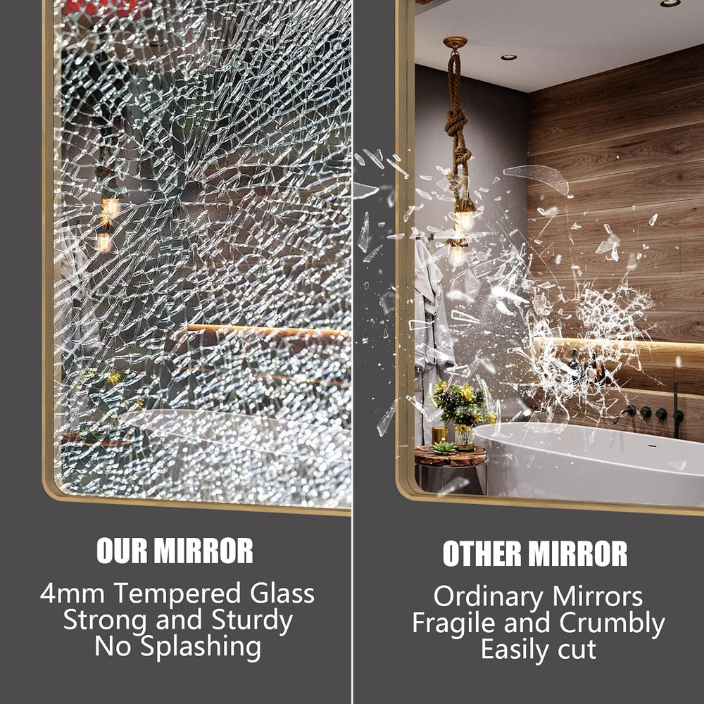 24x36 Inch Brushed Gold Bathroom Mirror