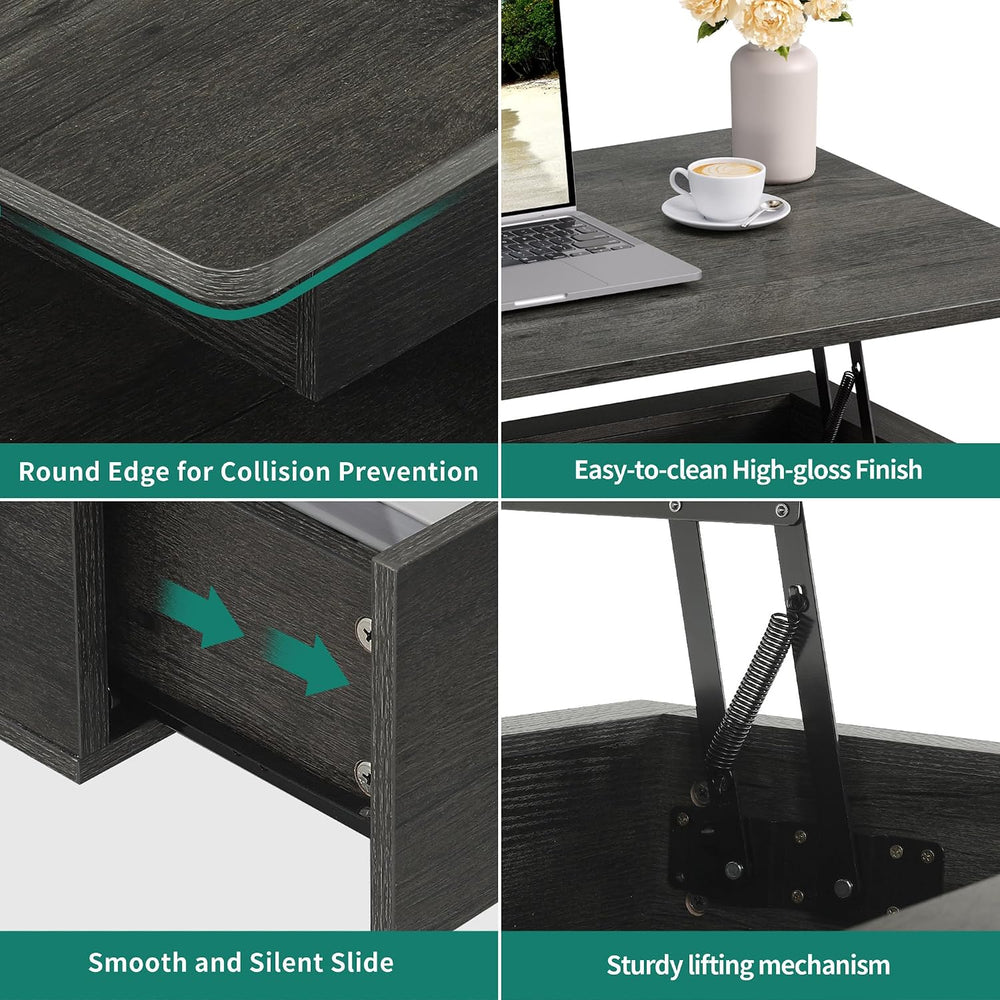 YITAHOME Lift Top LED Coffee Tables for Living Room, Grey