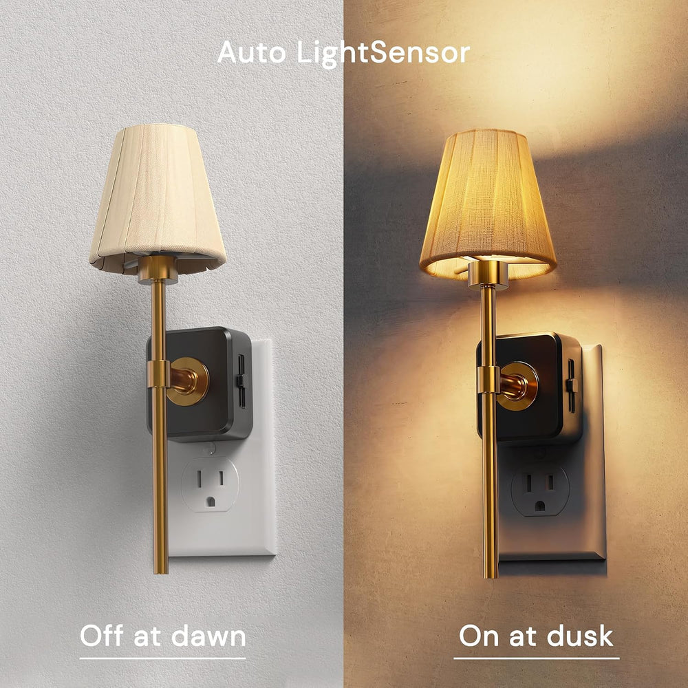 L LOHAS LED Night Lights Plug into Wall, Pleated Fabric Cover Night Light