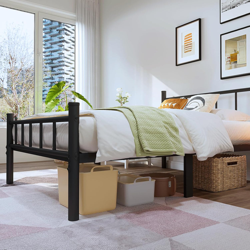 zizin Twin Size Metal Bed Frame with Headboard & Footboard 14 Inch Metal ...
