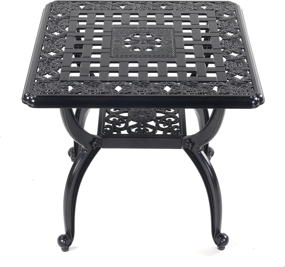 Mandolin Black Cast Aluminum Square Outdoor Patio Coffee End Table