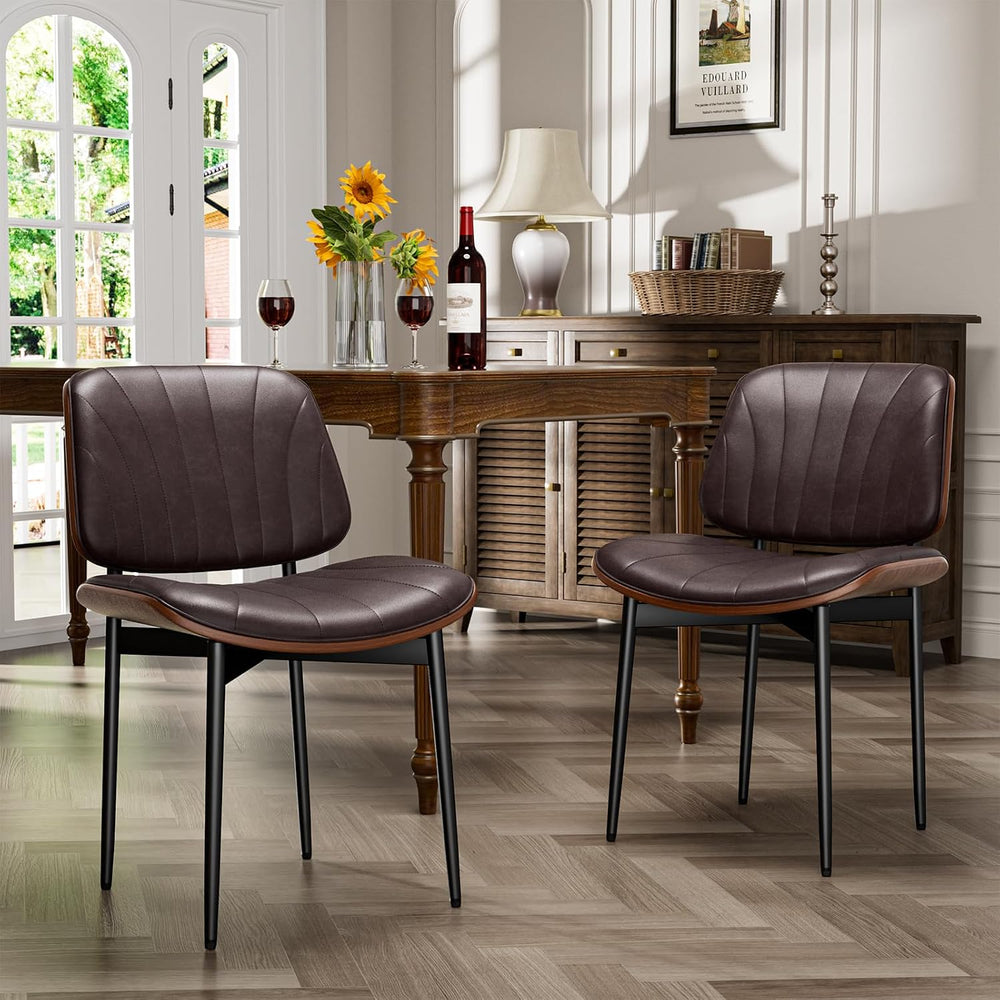 YaFiti Dining Chairs Set of 2, Mid Century Modern PU Leather Kitchen Chairs