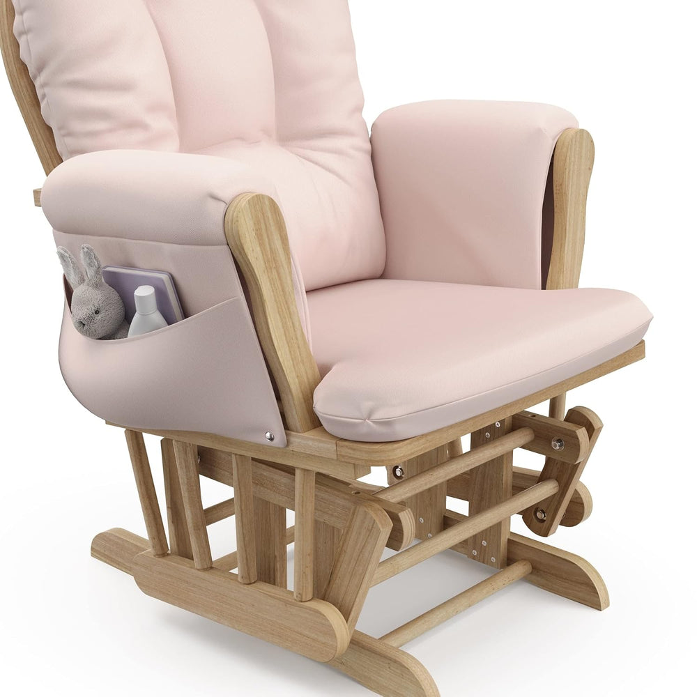 Storkcraft Premium Hoop Glider & Ottoman, Natural/Pink