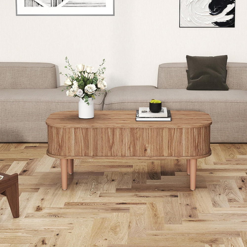 Coffee Table, Fluted Lift Top Coffee Tables for Living Room, Center Tables wi...