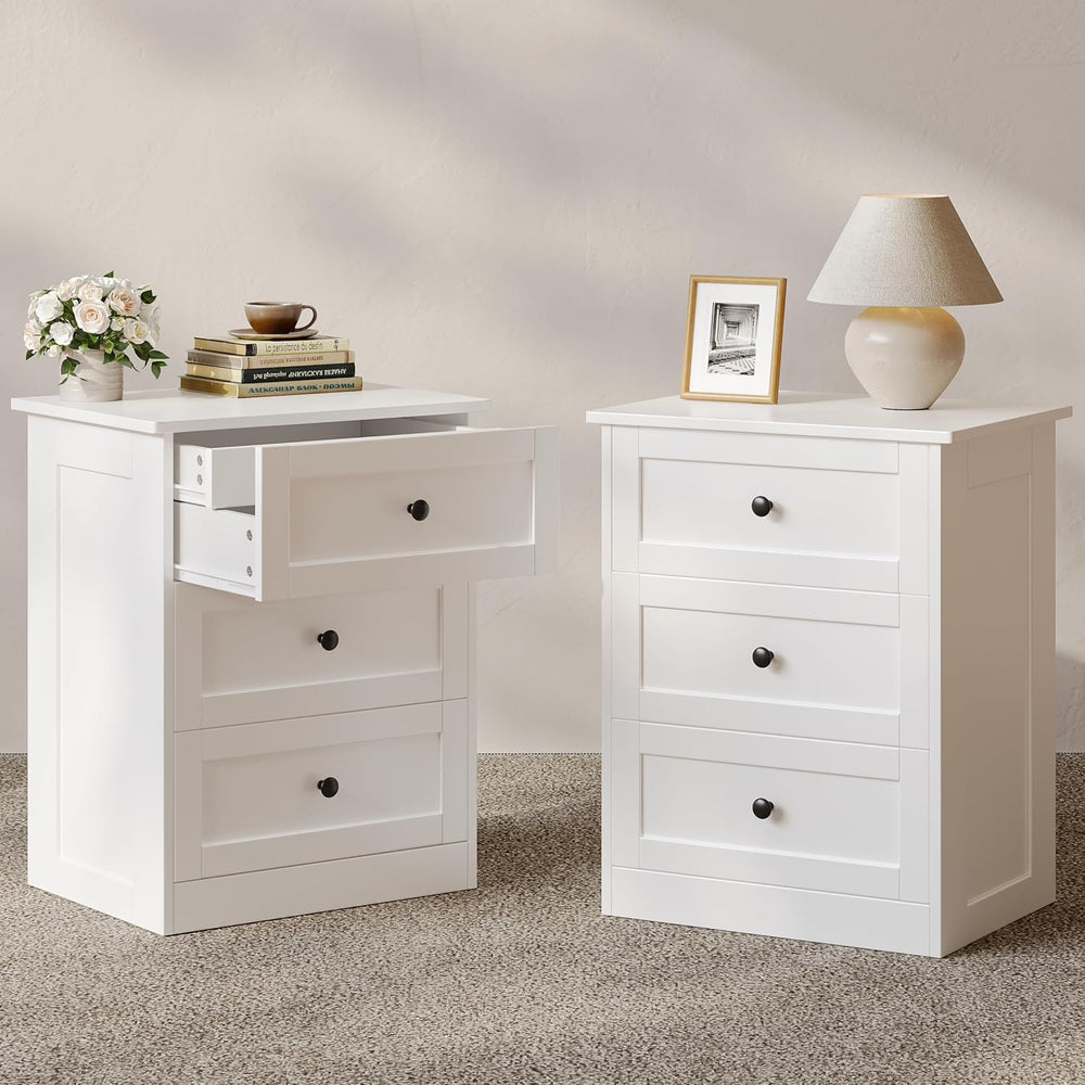 wanan Nightstands Set of 2 with Hidden Drawer, White